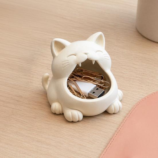 Key Storage Box, Big-Mouthed Cat Design Key Holder, Large Opening Key Organizer for Keys Jewelry Small Items