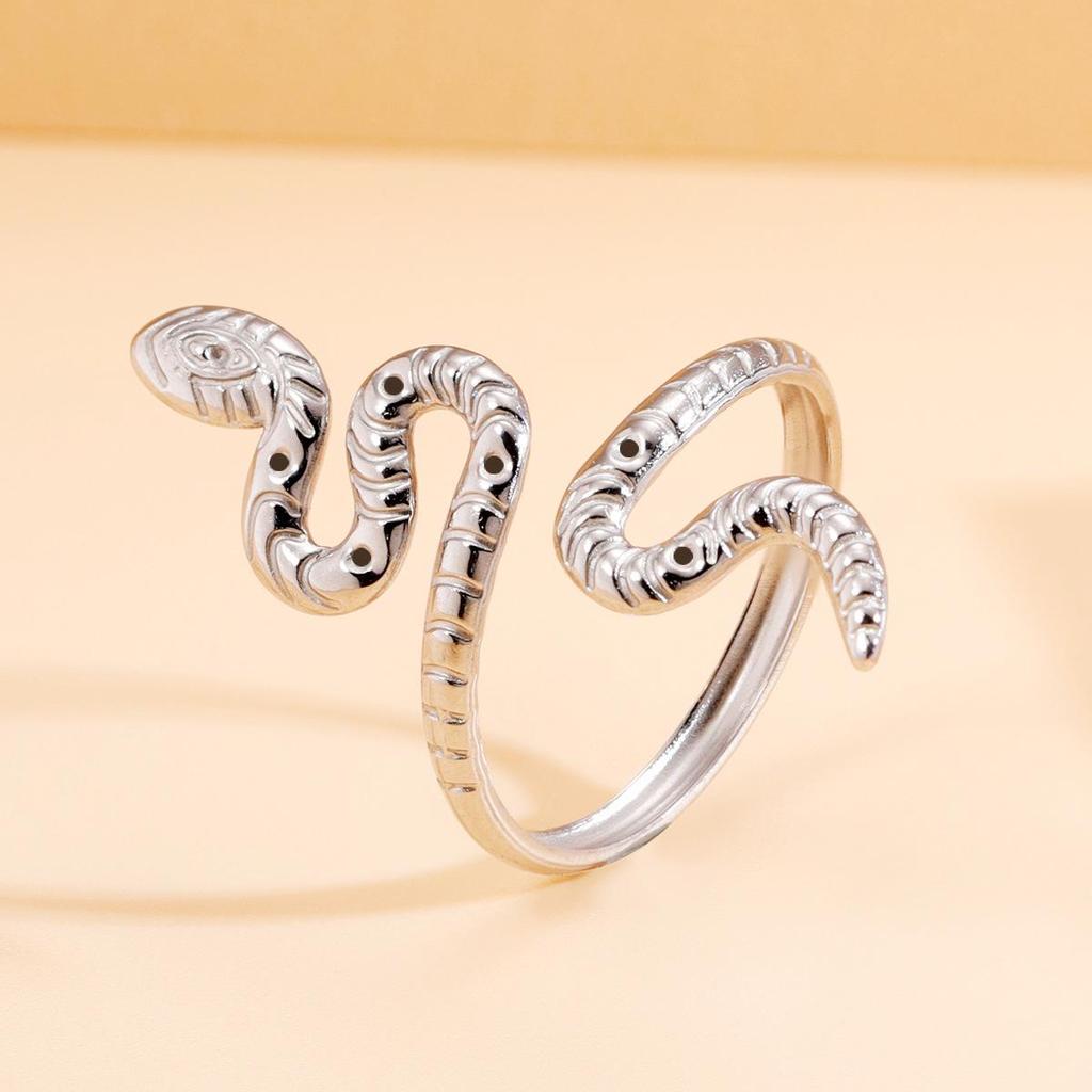 Retro Punk Snake Design Adjustable Stainless Steel Ring