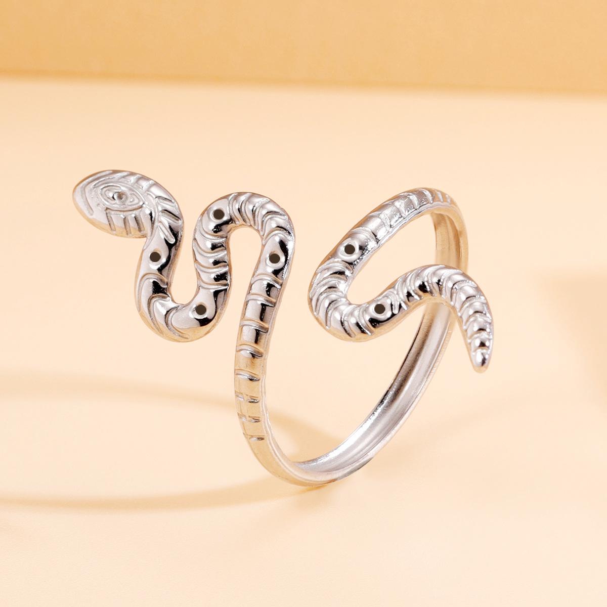 Retro Punk Snake Design Adjustable Stainless Steel Ring
