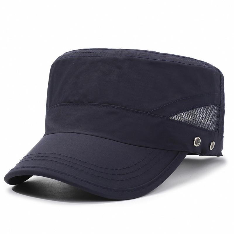 Summer Quick Dry Flat Top Cap With Adjustable Mesh For Outdoor Mens Sun Protection