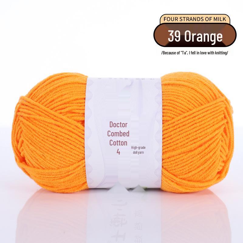 40g 4-Ply Combed Milk Cotton Yarn - Little Doctor, Medium-Thick for DIY Knitting Projects: Dolls, Cushions, Blankets