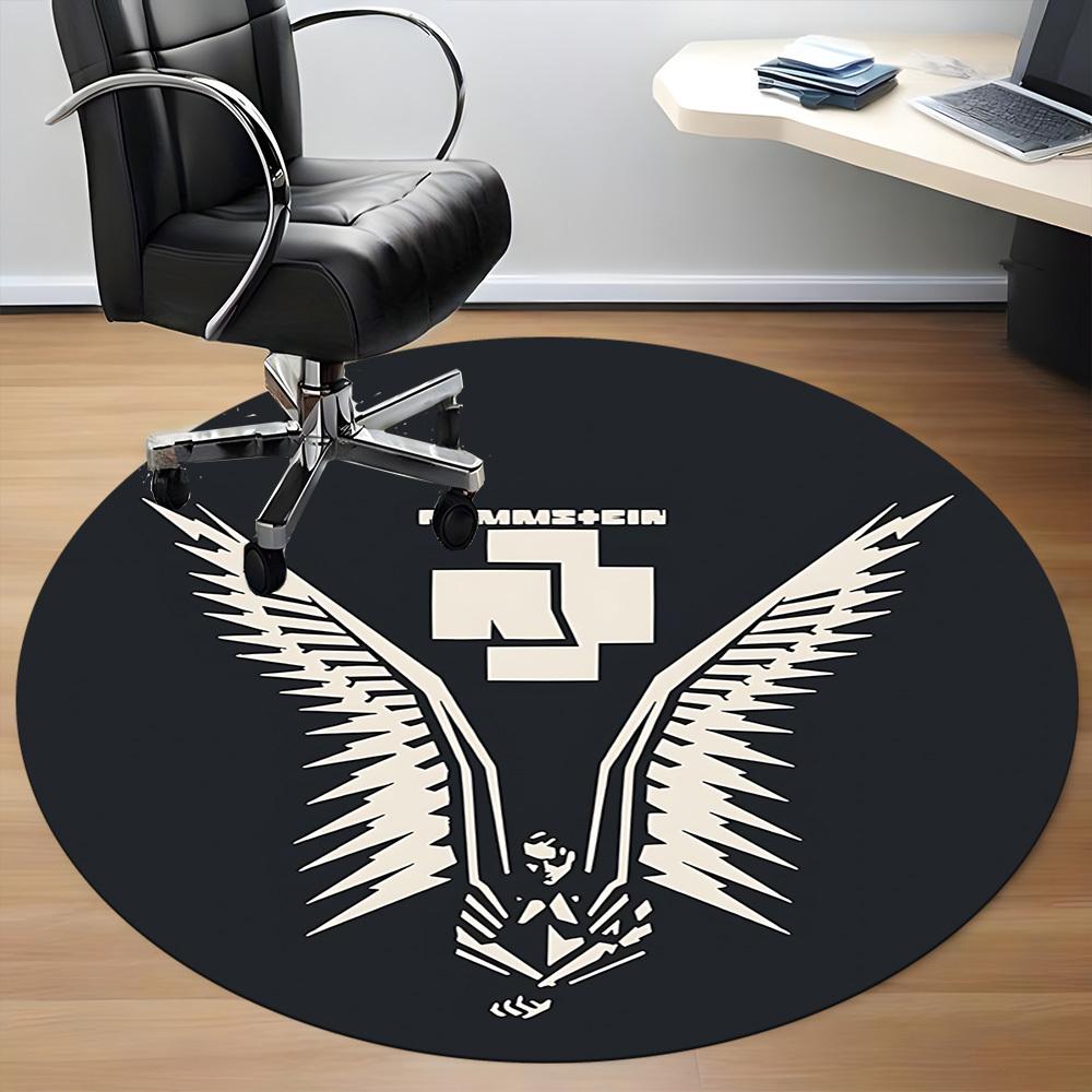 1PC RAMMSTEIN Office Round Rug, Non-slip, Soft and Durable Office Rug for Interior Decoration, Perfect for Office, Beautiful Decoration