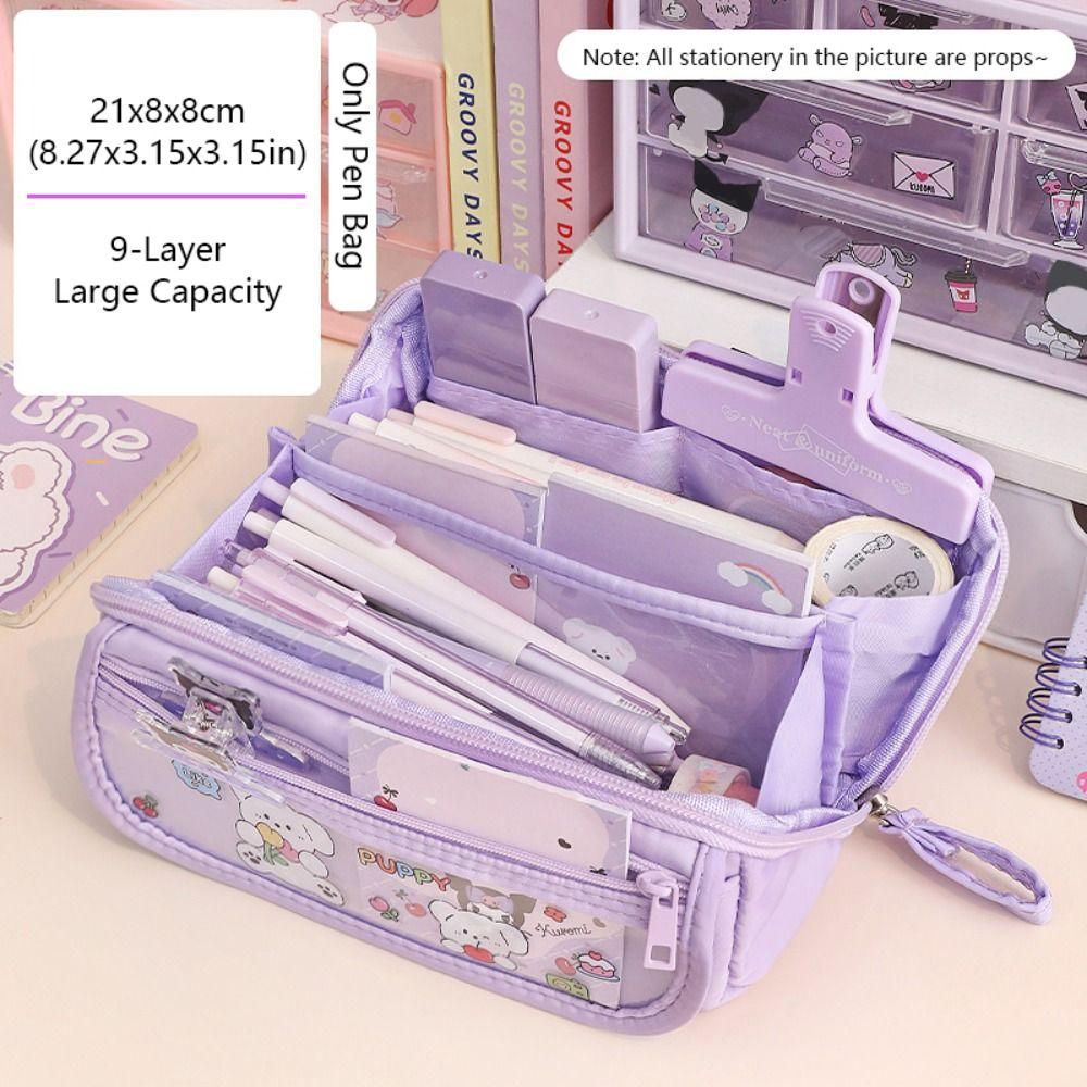 

Solid Color Pen Bag Large Capacity Stationery Storage Pouch Stationery Organizer School Office