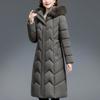 Fashion Winter Jackets Woman Long Parkas Hooded Faux Fur Collar Thick Warm Casual Middle Age Women's Coats