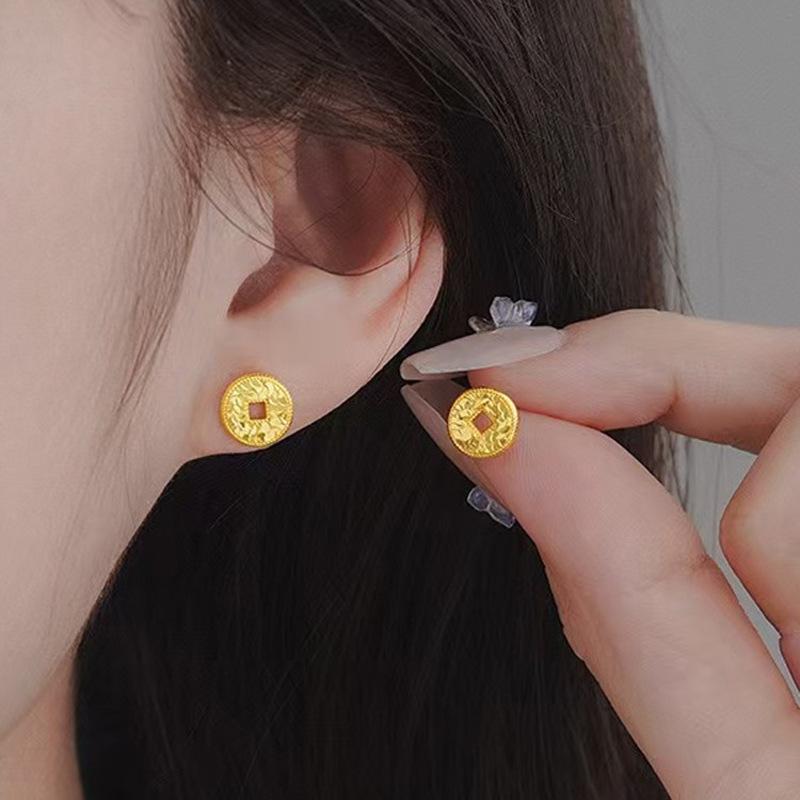 Fresh Sweet Ice Coin Stud Earrings for Women - 2025 High-End Fashion Trend