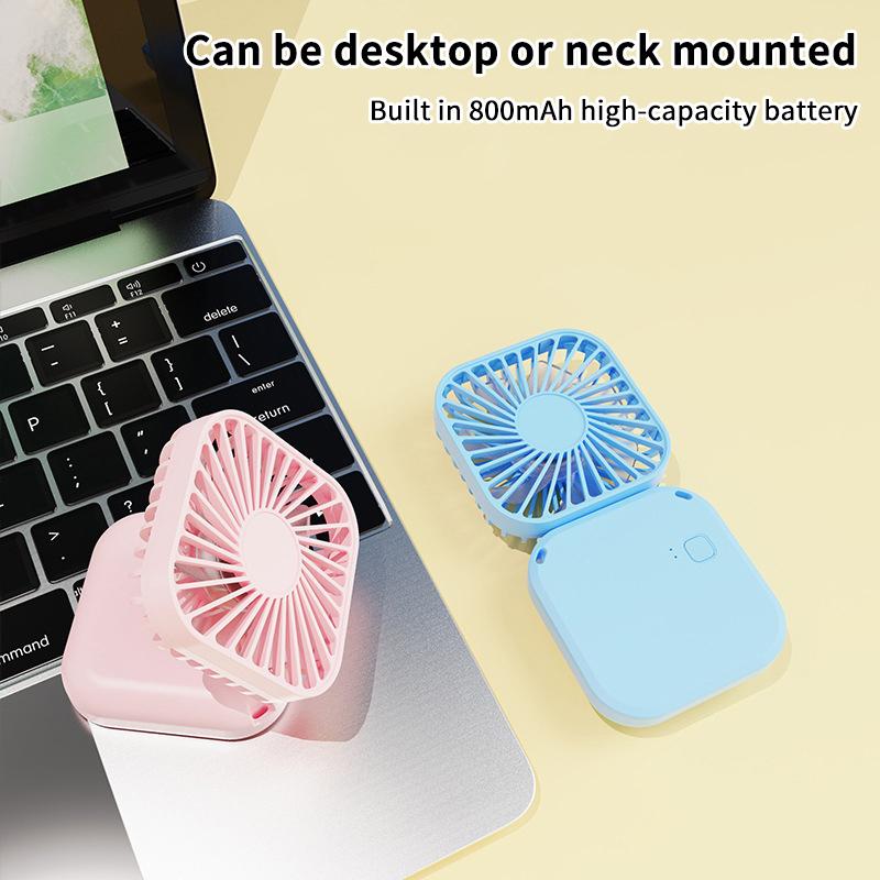 Mini Folding Hanging Neck Fan Foldable Hand-Held Fan Mini Folding Personal Fan, 3 Speeds Usb Charging For Travel Cooling Tool