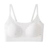 Women Seamless French Floral Gathered Wireless Fixed Cup Back Support Bra