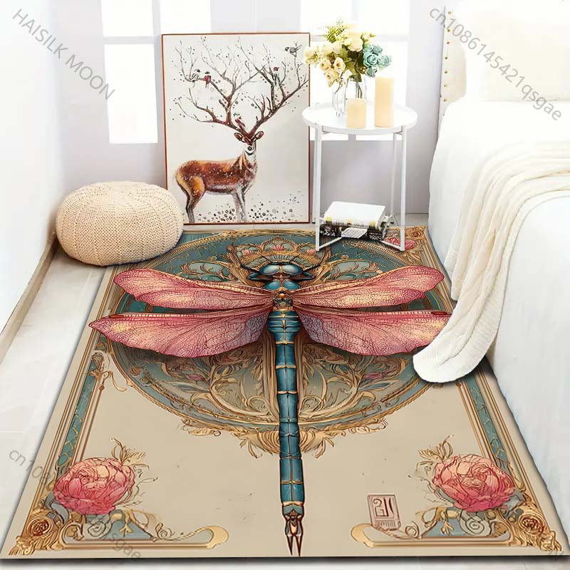 Multiple sizes Dragonfly Art Poster Design Carpet for Living Room Bedroom Sofa Home Decor Rus Non-slip Floor Mat Luxury Gift