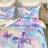 Butterfly 3D Children'S Couple Bed  Bedding Set Cute Printed Cartoon Quilt Cover  Polyester Duvet Set Twin King Size
