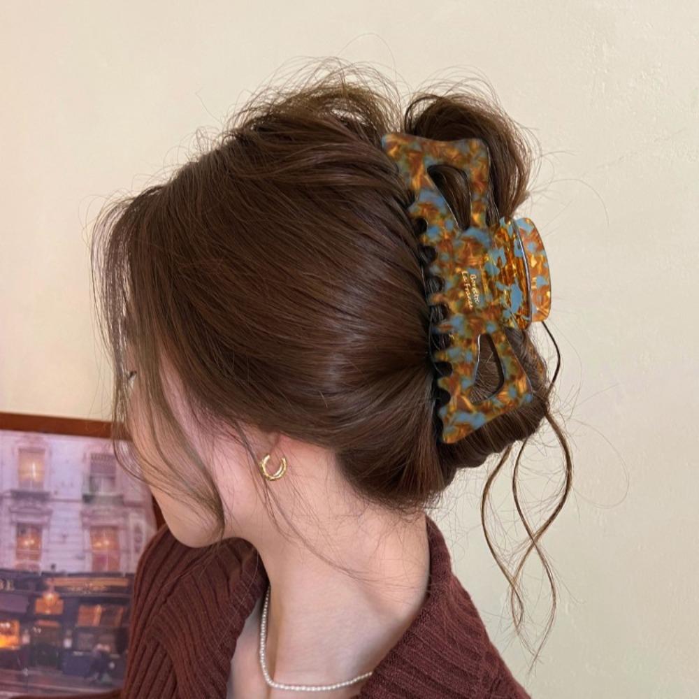 

Leopard Print Bowknot Hair Claw Hollow Simple Hair Claw Fashion Ponytail Clip Female чорний