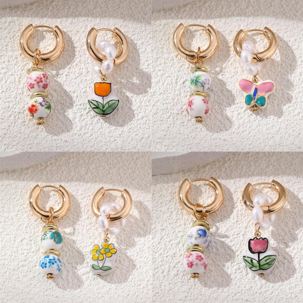 Included Geometric Pearl Drop Earrings For Women With Copper Material And Unique Shape