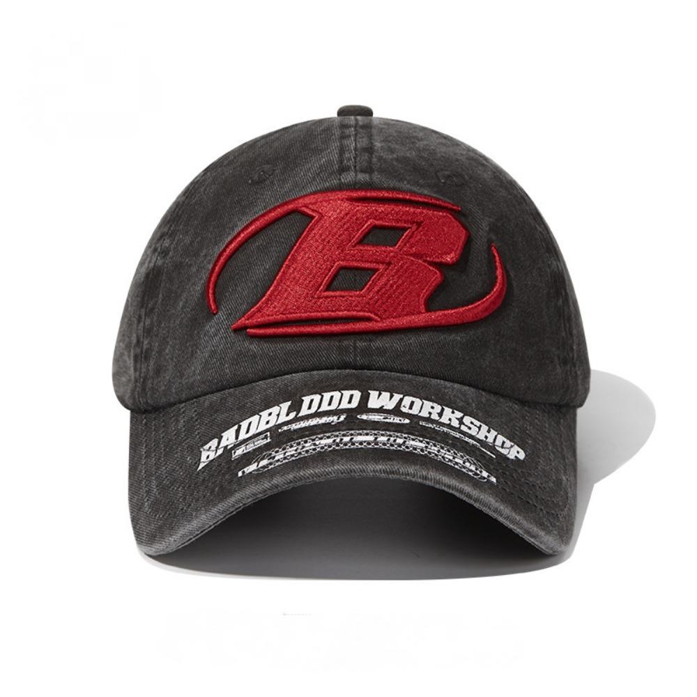 

Vintage Korean Style Baseball Cap for Men Women, Embroidered Letter Cotton Color Block, Outdoor Casual Streetwear Fashion Hat Adjustable чёрный