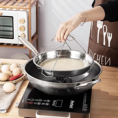 BDHD Cooling Skin Steamer, Stainless Steel Pot Cooling Skin Making Tool, Chilled Noodle Pot Cooling Skin Pan, Multi-Size 24cm-32cm, Chinese Cooking To
