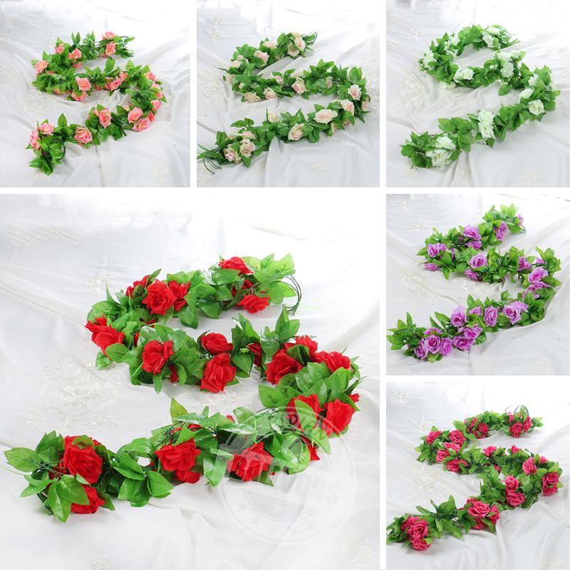 220Cm 9-Head Simulated Rose Vine Bright Colors And Vivid Hues Room Decoration Red Yellow White Purple Champagne Rose Rattan