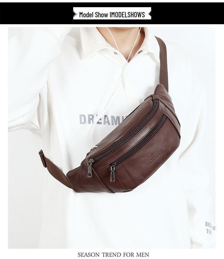 Herren Echtleder Umhängetasche Bauchtasche: Multifunktionale Hüfttasche mit großer Kapazität zum Laufen und für die Arbeit