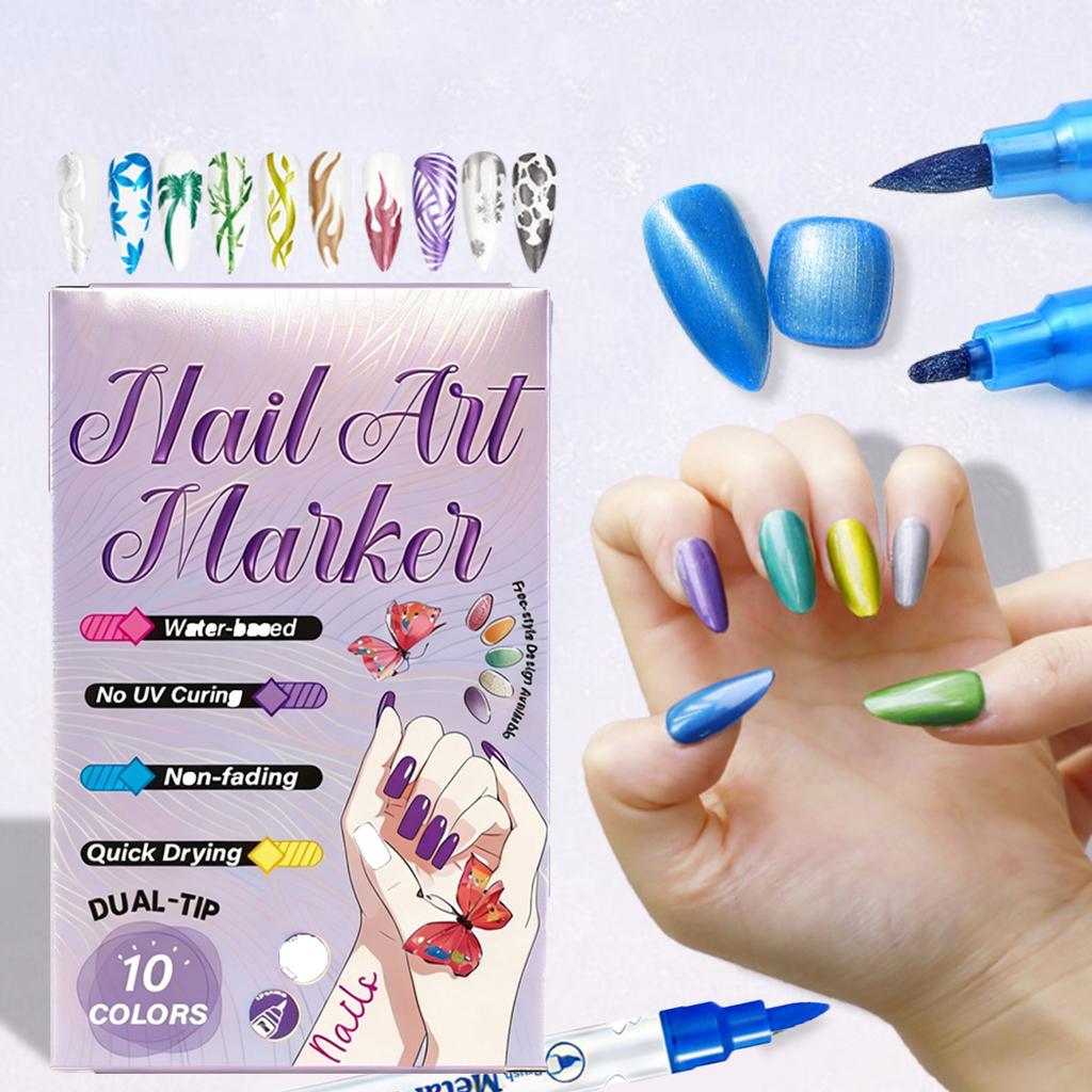 Drawing Pen Nail Painting Pen DIY Quick-drying Colored Pen For Drawing Flowers And Outlining 10 Colors36ml