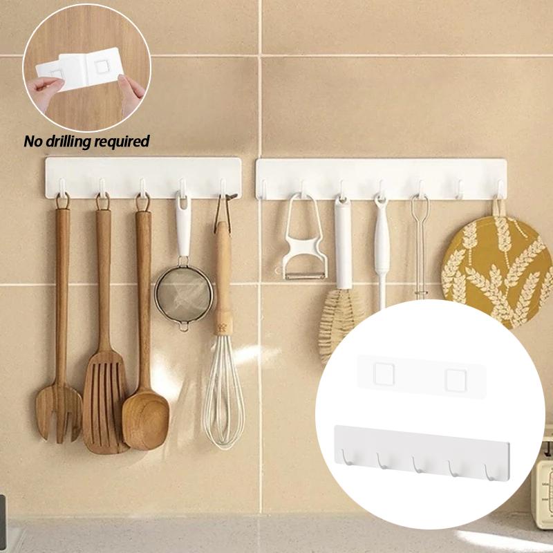 5-Hook Wall Mounted Hooks No Punching Bathroom Multi-Purpose Hooks Kitchen Rack Storage Rack