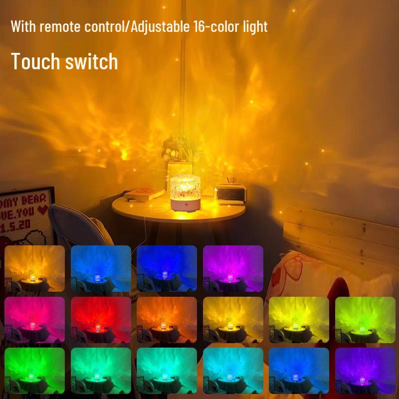 

Rotating LED Ripple Atmosphere Lamp Speaker: Bedside Music & Night Light RGB Rechargeable - 4-8 Hours