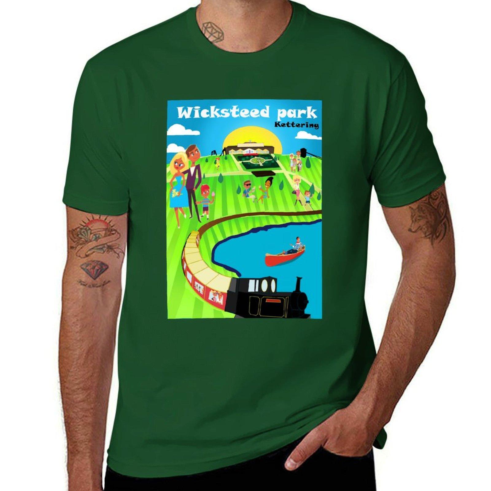 

Wicksteed Park Kettering travel poster Tshirt boys animal print blacks hippie clothes summer clothes mens tall t shirts 4XL