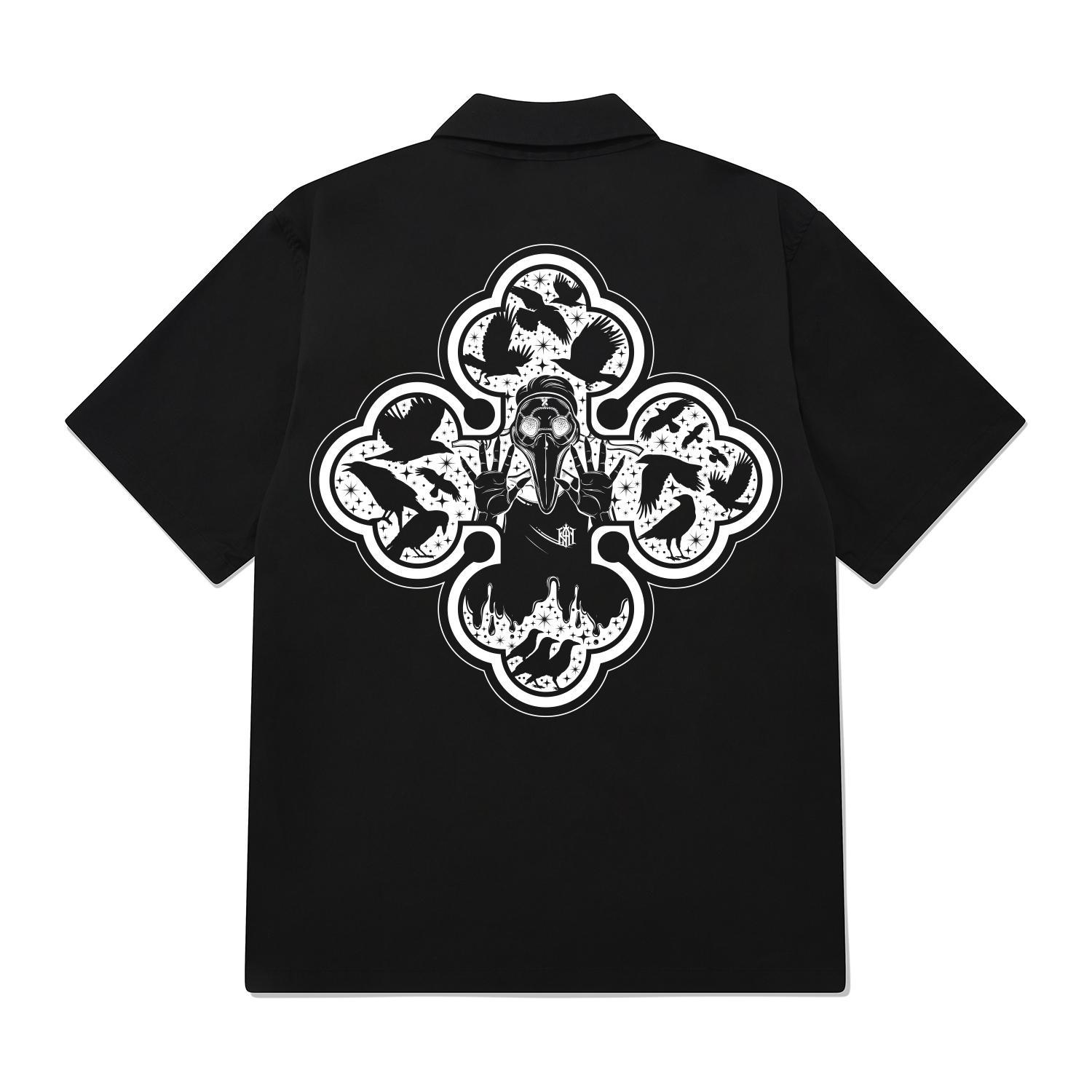 Khan 6312 Kysb0127 Skull Group 322 Short Sleeve Shirt Black Black/L