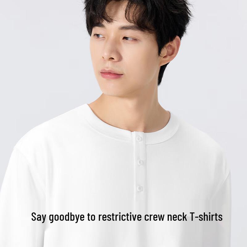 MINISO Men's Antibacterial Henley Long Sleeve T-Shirt