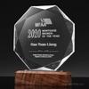 Customized Water Droplet Crystal Trophy Creative Souvenir Excellent Company Annual Meeting Awards Home Decor Wood Base Medal 1Pc