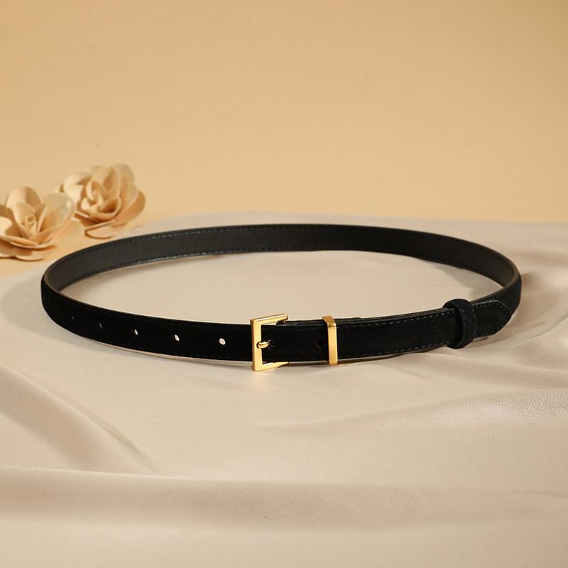

Suede Leather Belt with Fine Waistband Premium Quality Women Belts for Jeans and Skirts 2026 New Arrival Versatile Fashion Belt 100cm чёрный