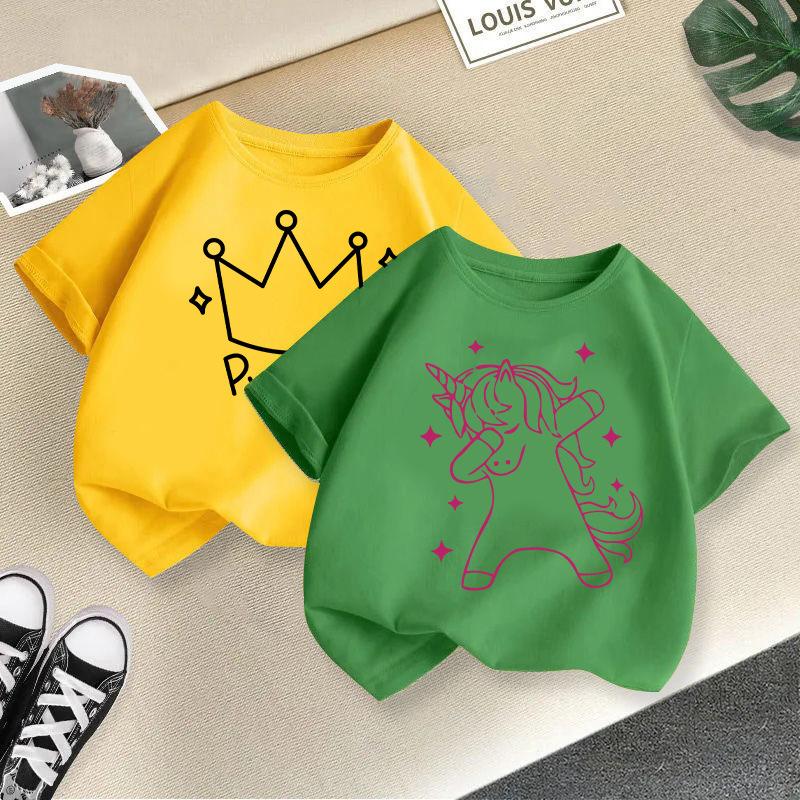 Chlapecké tričko 2-13L Dětské tričko s potiskem jednorožce Dívčí tričko Dětské 100% bavlna Oblečení Tričko Topy Tričko