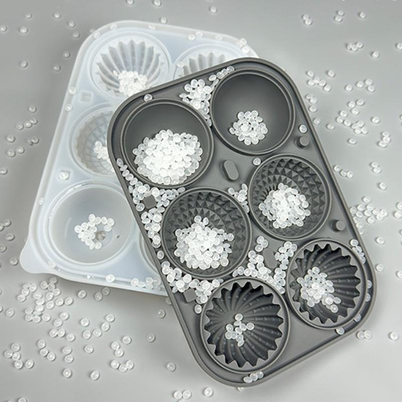 Efficient Safe Silicone Ice Cubes Tray 6 Large Round Cavities Leak proof Lid Funnel For Cocktails Whiskeys Juice