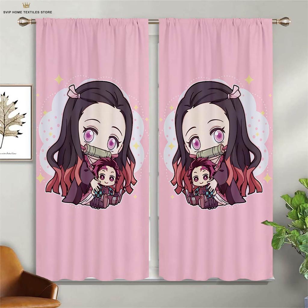 Cartoon Hitzköpfige Anime Bedruckte Vorhänge für Kinderzimmer, Wohnzimmer, Arbeitszimmer, Dekorative Vorhänge, 2 Stück