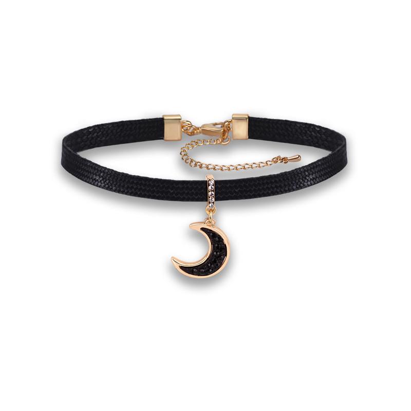 Black Elegant Short Choker Necklace For Women Stylish Korean Geometric Design With Accents Crystal