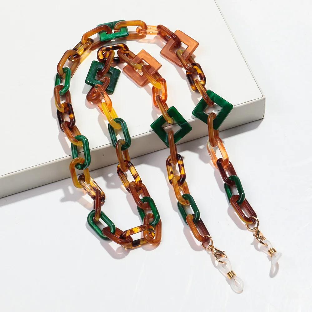 Boho Colorful Acrylic Glasses Chain for Women Fashion Resin Geometric Lanyard Cord Strap Hanging Chain On Sunglasses Accessories