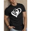 European Sizes Elegant Double Heart Men's Short Sleeve T-shirt Summer T-shirt Top