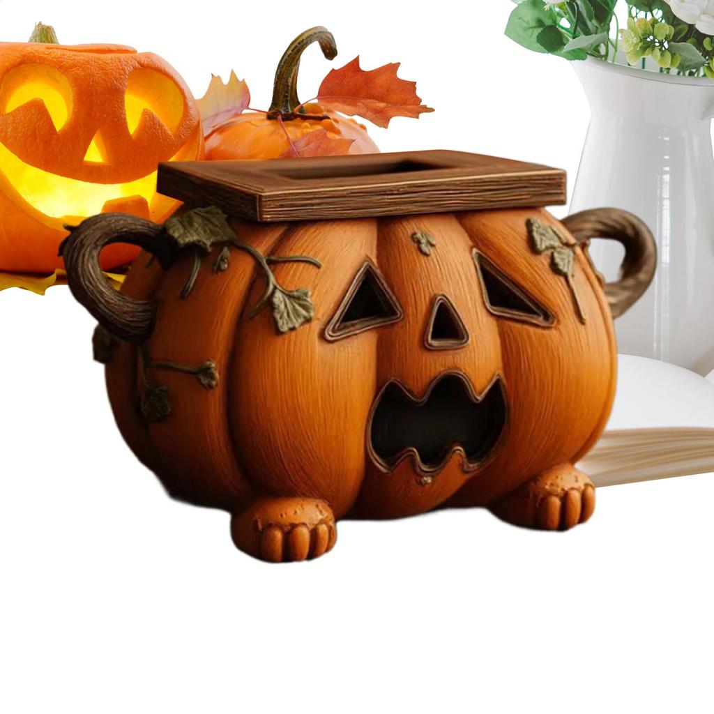 Halloween Pumpkin Tissue Box Holder Halloween Cute Scary Pumpkin Tissue Box Halloween Interior Decoration Horror Style tissueBox