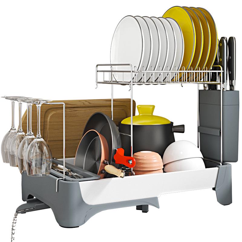 Telescopic Kitchen Storage & Drain Rack with Dish Drainer