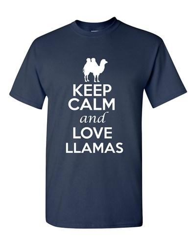 Keep Calm And Love Llamas Animals Novelty Statement Graphics Adult T-Shirt Tee Unisex T-Shirt