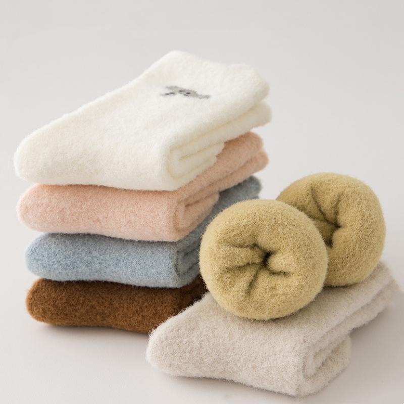 Newborn Baby Socks Autumn Winter Plush Warm Mid Tube Socks For Toddler Girl Cute  Bear Dog Non-slip Floor Socks