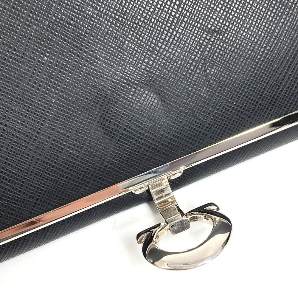 Salvatore Ferragamo Gancini logo Long wallet Long Wallet Leather Black/Silver