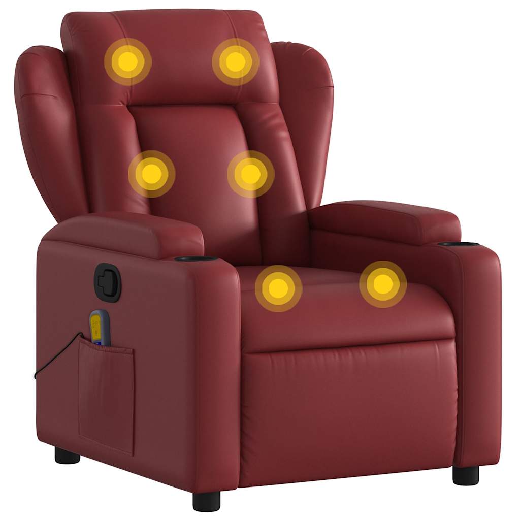 Massage Chair Burgundy Artificial Leather