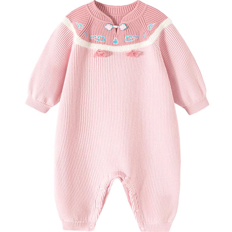 minibala New Chinese Style Knitted Romper for Baby Girls 73cm