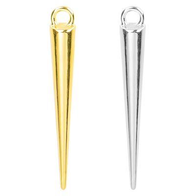 20pcs Gothic Punk Long Pointed Cone Charms For Earrings Making Supplies Metal Silver/Gold Color Personality DIY Accessories Bulk
