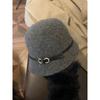 Belt buckle wool foreign daughter hat top hat women's autumn and winter bucket hat Hepburn rich daughter high sense