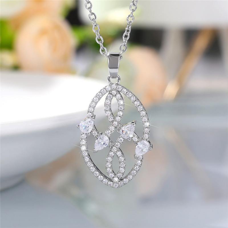 Colier noi nou concepute pentru femei pandantiv de modă cu zirconiu cubic strălucitor Colier de cristal Bijuterii de logodnă Cadou