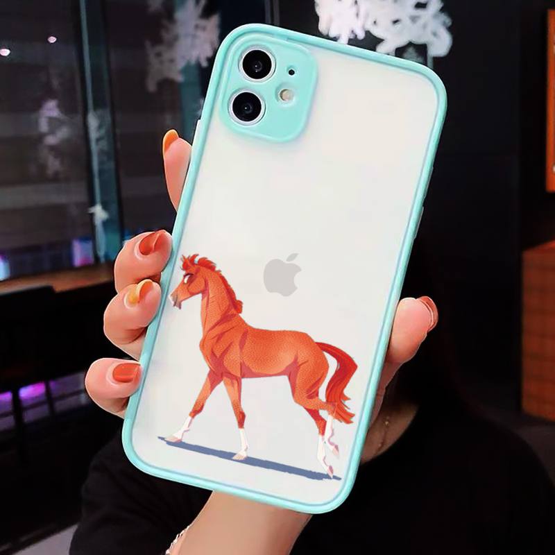 Horse Art Cartoon Design Pattern Phone Case Matte Transparent  For Iphone 7 8 11 12 Plus Mini X Xs Xr Pro Max Cover