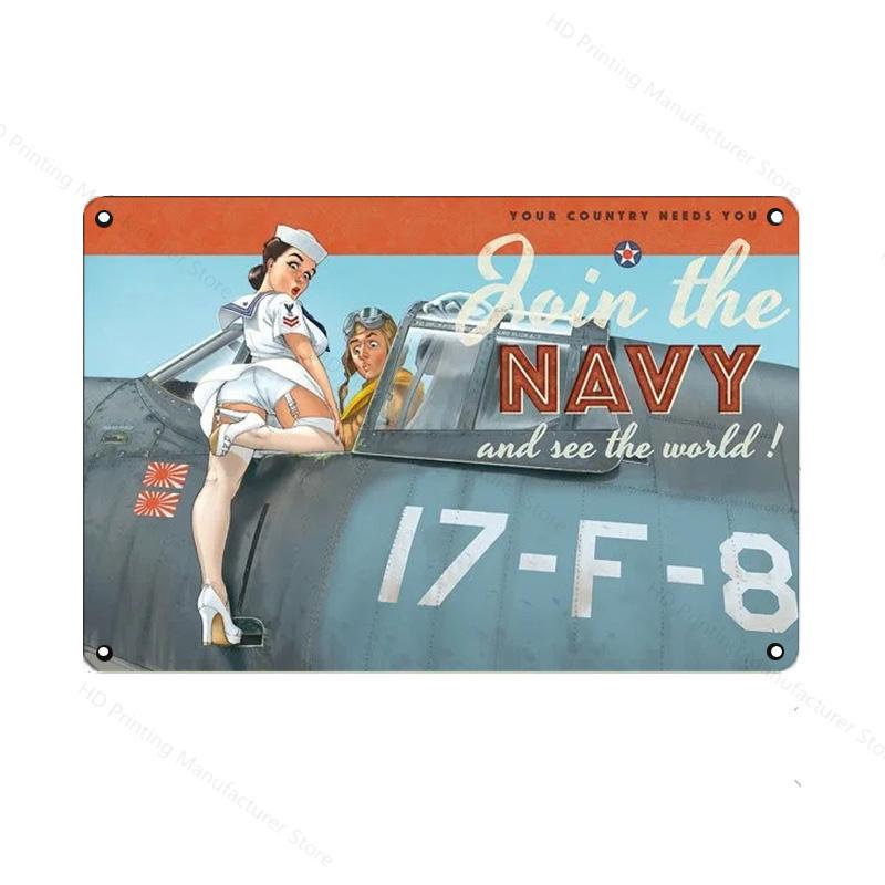 Vintage Classic Movie Tin Sign Retro Metal Plate Sexy Beauty Painting Wall Decor Airplane Plaque Pin Up Poster Room Decoration