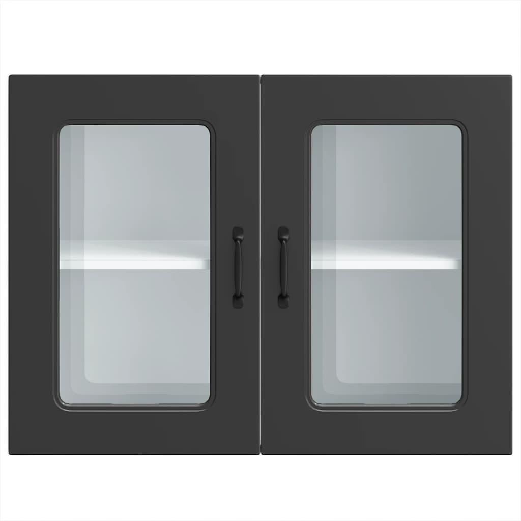 Kitchen Wall Cabinet with Glass Doors, Squid, Black