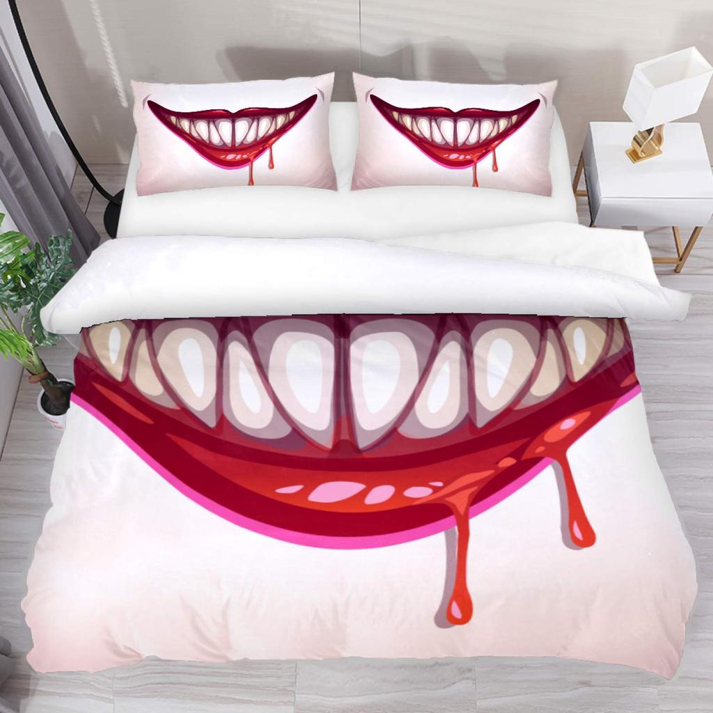 Halloween King Queen Duvet Cover Horror Blood Hand Bedding Set For Teens Scary Red Blood Stains 2/3pcs Polyester Quilt Cover