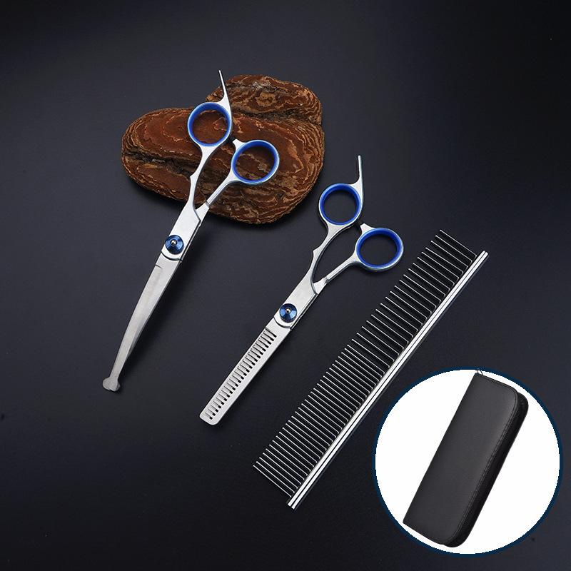 Professional Pet Grooming Scissors Set: Curved Trimming Shears for Dog Hair & Teddy Cuts