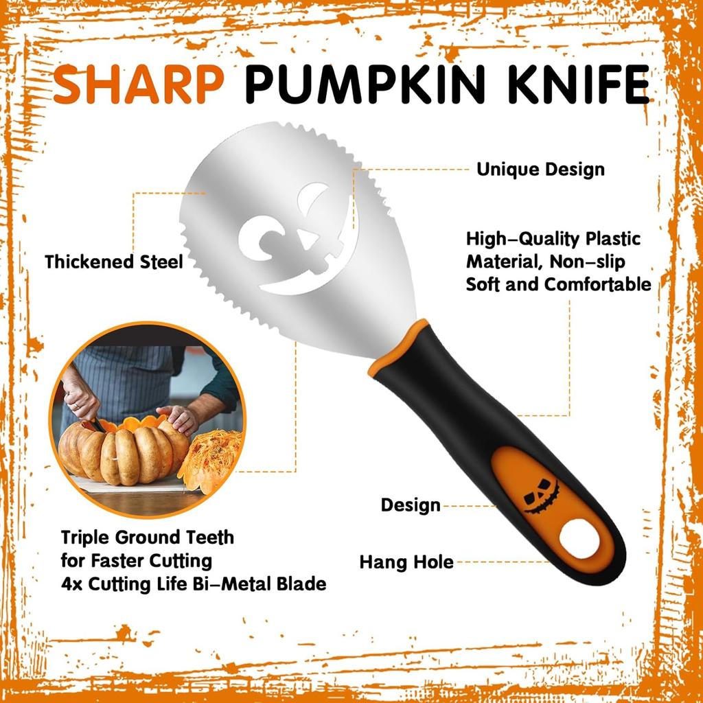 Tavolozza Fine Arts Professional Pumpkin Carving Kit, 26 PCS Heavy Duty Stainless Steel Tools with 9 Knives, Saw & Scoop, Halloween Carving Set with