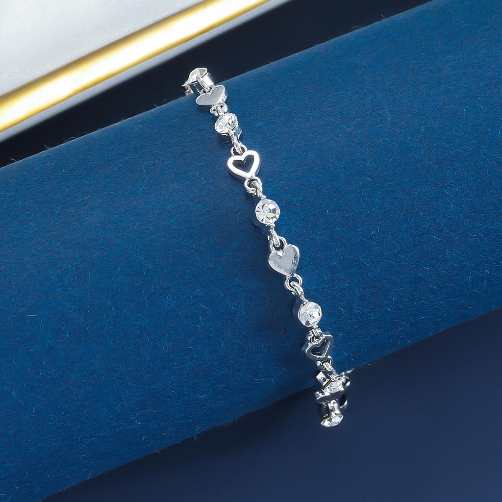 925 Silver Heart Shaped Bracelet For Women Sweet Girl Retro Korean Love Heart Zircon Charm Bracelets Party Jewelry Gift